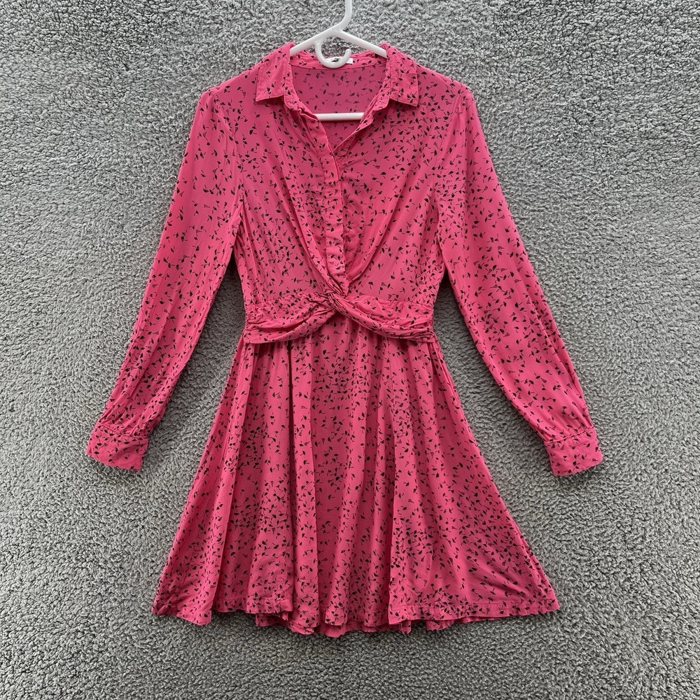 Ganni Dress 2 Pink Floral Barra Crepe Flowy Fit Flare Flirty Party Mini